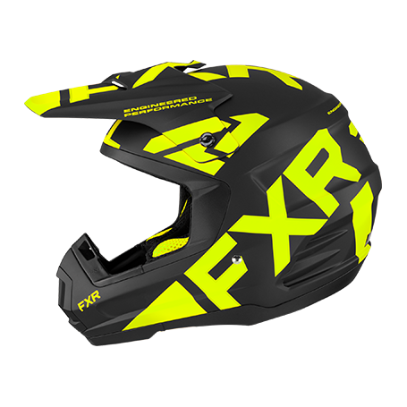 FXR Skoterhjälm - Torque Team Helmet - Mopedhjälm - Black/Hivis