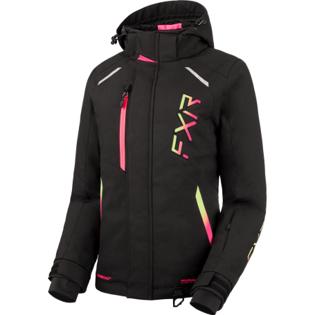 Fxr Skoterjacka - Vinterjacka - dam - Pulse Jacket - Black/Kiwi-E Pink Fade